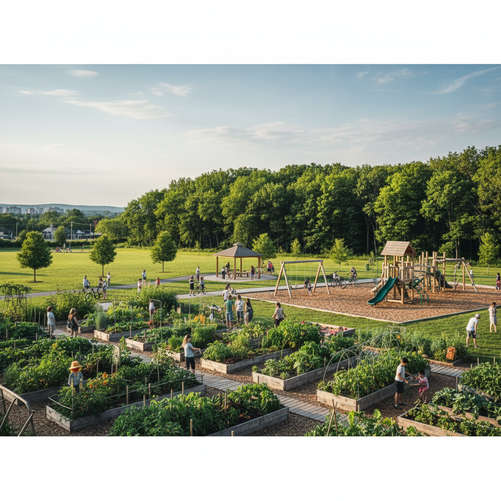Aerial view of green landscapes and trails in Ontario