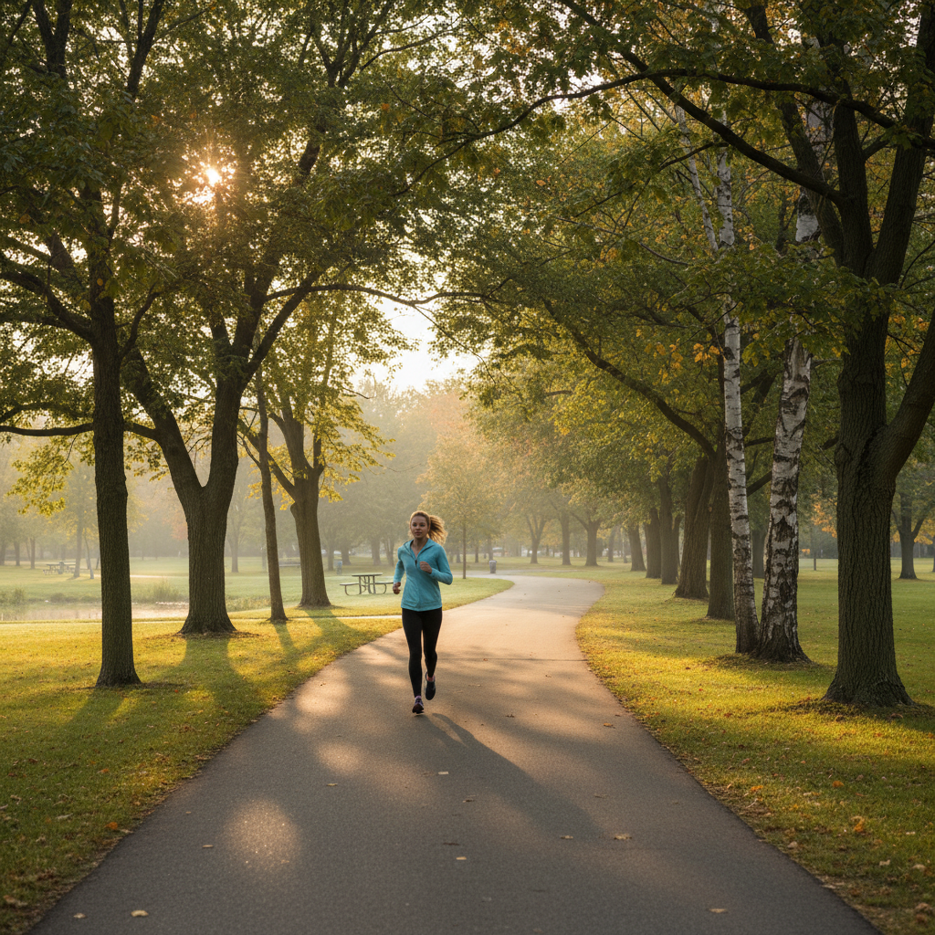 People walking and jogging along a nature trail in an Ontario conservation area
